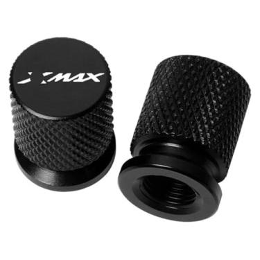 Imagem de Tampas de tampa de haste de válvula de pneu de alumínio CNC para motocicleta compatíveis com Y&AMAHA Xmax 300 250 400 125 Xmax300 Xmax250 XMAX400 Xmax125 (preto)