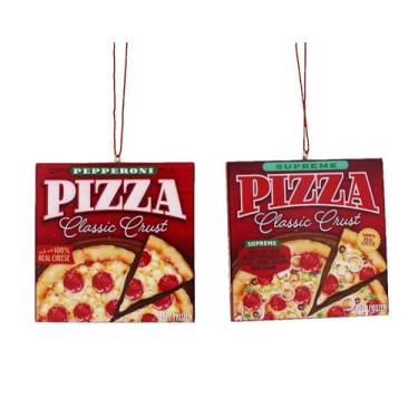 Imagem de Kurt Adler Enfeites em forma de caixa de pizza Supreme e Pepperoni 2 sortidos