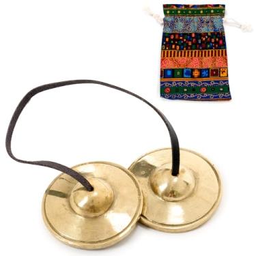 Imagem de Boao Sinos tibetanos Tingsha de meditação com sinos de meditação com cordão tibetano, sinos de sino de meditação de 6,3 cm, para instrumento de percussão (relevo suave)