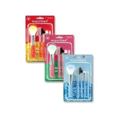Imagem de Kit de Pincéis de Maquiagem Macrilan KP9-6 - 5 Unidades Linha Princesas - Design Fofo para Iniciantes - Cores Sortidas