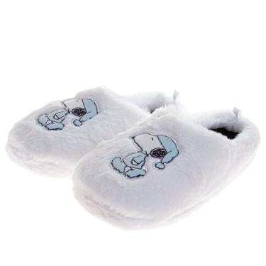 Imagem de Josmo Peanuts Snoopy House Pantufas aconchegantes de pelúcia meias felpudas fofas chinelos para uso interno para mulheres e crianças (tamanho duplo para bebês/crianças pequenas/mulheres), Branco, 5-6