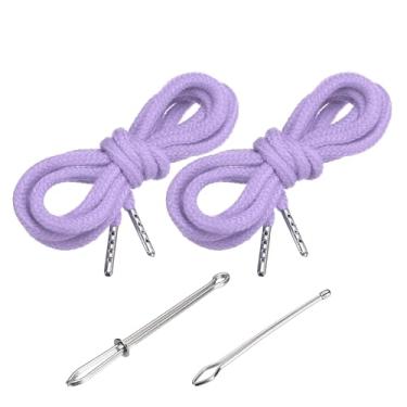 Imagem de PATIKIL Cordões de cordão de 138 cm, 2 peças de cordas de substituição com 2 peças de passadores fáceis para shorts, calças, casacos, moletom, moletom com capuz, roxo claro