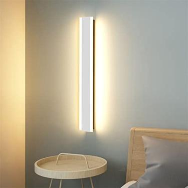 Imagem de Luminária de parede longa moderna para ambientes internos, luminária de parede LED acrílica regulável com controle remoto, luminária de parede interna minimalista, garagem, interior branco,