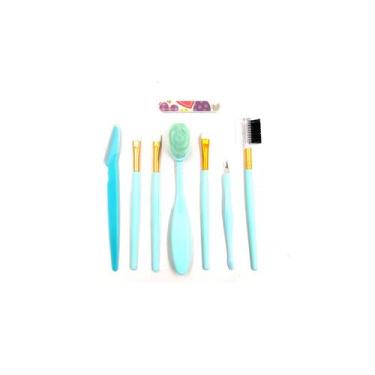 Imagem de Conjunto de pincéis de maquiagem, 8 peças, material sintético, livre d