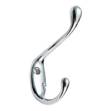 Imagem de Kit 2 Cabide Duplo Cromado Para Roupas Toalha Roupão Banheiro Grande E