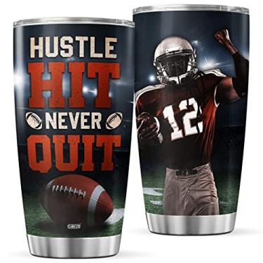 Imagem de CUBICER Caneca isolada de futebol copo jogadores de futebol copos de café esporte jogo copo presentes para homens adultos filho marido cristão no aniversário aço inoxidável 590 ml canecas de viagem para casa