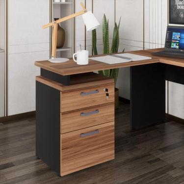 Imagem de Gaveteiro de Escritório com Tampo Auxiliar 90cm com Chave 3 Gavetas Multimóveis CR25301