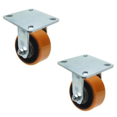 Imagem de Kit 2 Roda Rodízio Fixo Ajax 6" Carga Pesada 300kg Com Base