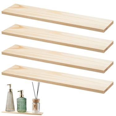 Imagem de Leinuosen Pacote com 4 prateleiras de reposição para armário de remédios de 33 cm, prateleiras de plástico para armário de banheiro, sala de estar, cozinha, montadas na parede e penduradas (madeira)