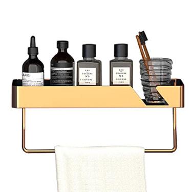 Imagem de WYUYIWH Prateleira de chuveiro montada na parede Suporte de chuveiro sem perfuração, adesivo antiferrugem de alumínio para cozinha e banheiro-dourado_B1 camada 45 cm