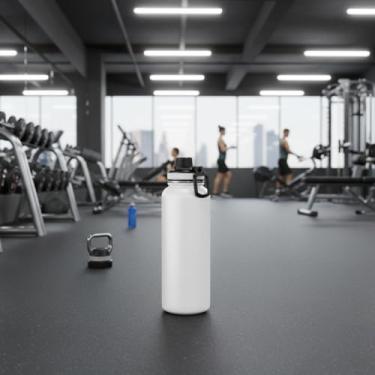 Imagem de Garrafa Térmica 1,2L Inox com Alça e Bico – Parede Dupla, Tampa Antivazamento, Ideal para Café, Água, Sucos, Academia, Camping, Praia e Viagem (Branca)