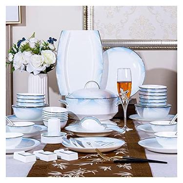 Imagem de Conjunto de pratos de jantar 56/60 peças conjunto de louça de cerâmica porcelana louça pratos de cerâmica conjunto de serviço de jantar conjunto de jantar conjunto de jantar