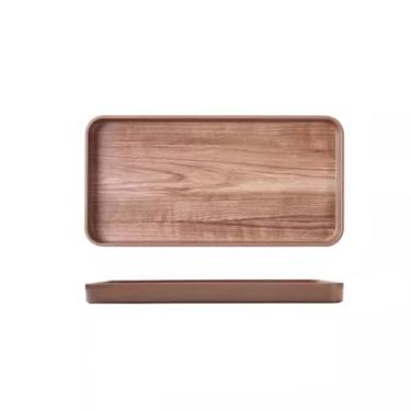 Imagem de Bandeja A bandeja de imitação de grão de madeira é adequada para bandejas de lanche de chá da tarde em família e também pode ser usada para bandejas de refeições de serviço em restaurantes e hotéis