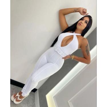Imagem de Macacão branco com calça - Moda_kah, Branco, G