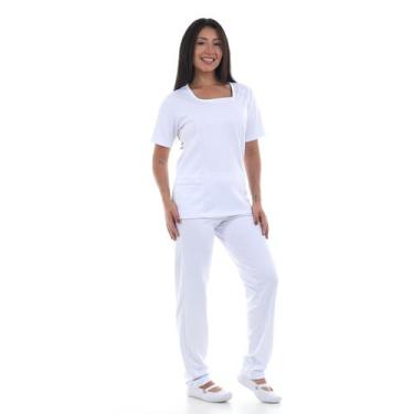 Imagem de Uniforme Para Doméstica de Calça e Jaleco em Helanca - EBT Uniformes, 