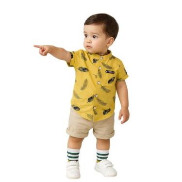 Imagem de Conjunto Roupa Mauricinho Infantil Temático Menino Dourado - anjo da m