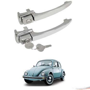 Imagem de Par Maçaneta Externa Cromada C/ Chave Fusca 59 a 77 2 Portas