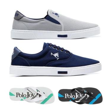 Imagem de Kit 1 Tênis Iate 1 Tênis E 2 Chinelos Polo Joy, Cinza claro, 36