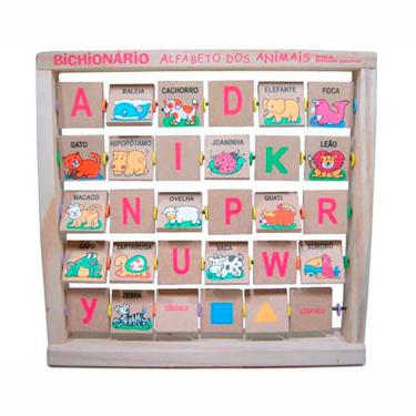 Imagem de Bichonário em Madeira - Alfabeto dos Animais - 30 Plaquinhas - Multicolorido - Dicá