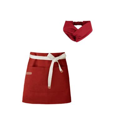 Imagem de Avental Cintura e Faixa Turbante Vermelho Artes Restaurante