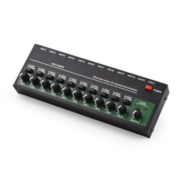 Imagem de Domary Mixer de áudio Mixer de Linha Mono Estéreo de 10 Canais 6,35 Mm TRS/TS Metal Shell Type-C Mixer para Guitarra Baixo Teclado Palco Placa de Mixagem de Ruído (Plugue dos EUA)
