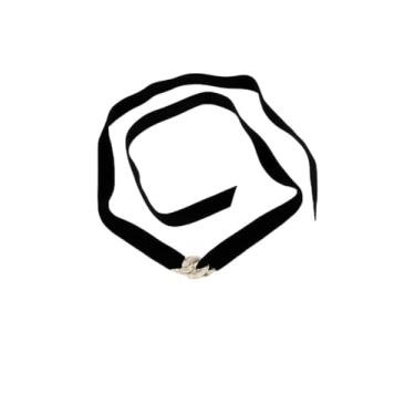 Imagem de Gargantilha Preta Veludo Amarrar Gravata Corrente Cravejada Zirconia-Colar Preto Pescoço Longo Gravatinha Tecido Pingente Elos Strass Brilhante Festa Luxo Gótico Vintage Retro-Choker Amarração Cristais Laço Elegância Amiga Esposa Filha Namorada