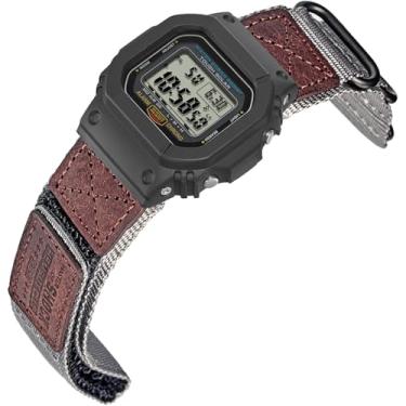 Imagem de HEMSUT Pulseira tática militar de 16 mm de liberação rápida para Casio | Pulseira de couro e nylon resistente a impactos | Compatível com as séries GA-100, DW-5600, DW-6900, GW-M5610, GBD-800 e mais