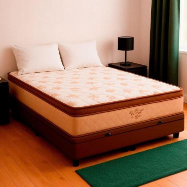 Imagem de Cama Box Viúvo Marrom E Colchão Four Season Molas Vstore