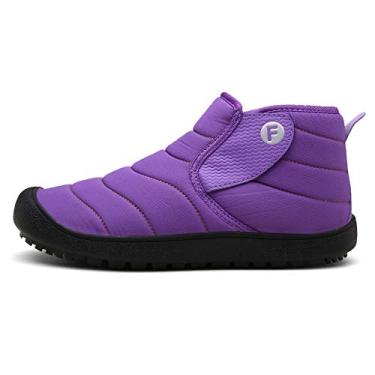 Imagem de Bigfanshu Botas femininas outono e inverno algodão leve macio inferior quente tênis casual corrida impermeável neve, Roxo, 40 M EU