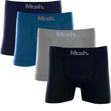 Imagem de Kit 4 Cuecas Boxer Mash Sem Costura Masculina em Microfibra, Sem branc