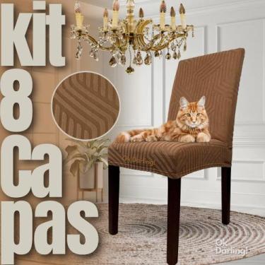 Imagem de Kit 8 Capas de Cadeira Linha Gold Anti Gato Italiana - Marrom/Caramelo