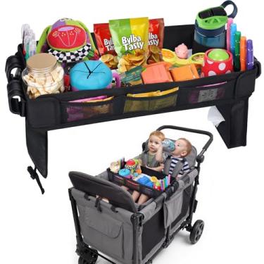 Imagem de Babenest Bandeja de lanche para carrinho Wonderfold Wagon W4, bandeja dobrável espessa para lanches com suporte de copo, bolsa de malha de armazenamento e compartimento para caneta, tábua de lanche