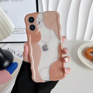 Imagem de DEFBSC Capa para iPhone 17, linda capa de telefone com estampa de arte ondulada transparente para mulheres e meninas, capa protetora durável com moldura ondulada, proteção total para câmera para