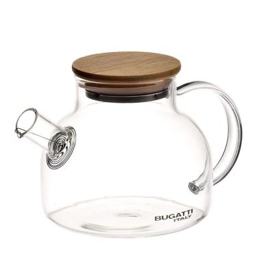 Imagem de Bule De Vidro Coador De Bico Tampa De Bambu 500ml Bugatti