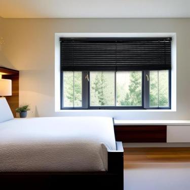 Imagem de Persiana Horizontal PVC Preta 160 (L) x 160 (A) Cortina Completa C/ Ki