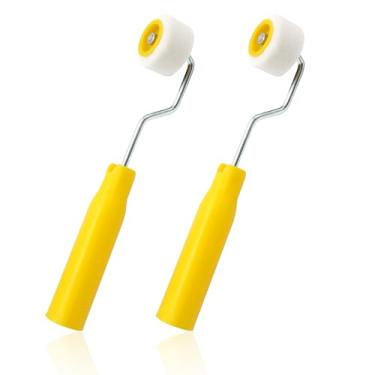 Imagem de Kyuionty 2 peças de rolo de tinta de espuma 10,2 cm, mini rolos de tinta, pincéis de lã, ferramenta de pintura minúscula de borda de acabamento de retoque para resultados de pintura profissional/faça