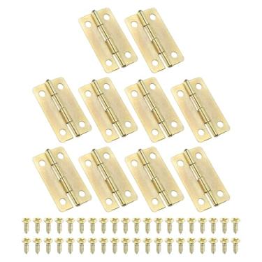 Imagem de Dobradiças pequenas de 3,5 cm, pacote com 10 mini dobradiças de caixa de joias com parafuso para joias, caixas de madeira, gavetas, portas, portões, douradas