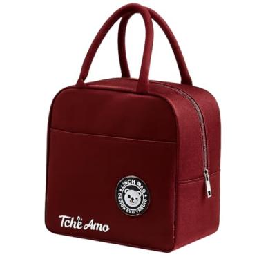 Imagem de Bolsa Térmica Marmita Lancheira Escolar Fitness Academia Passeios Conserva Quente e Frio Compacta e Elegante (Vinho)