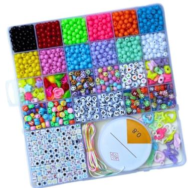 Imagem de Kit Miçangas Pulseiras Infantil, para Fazer Pulseira Infantil Colorida Bijuteria Colar Phone Strap 1800 pçs