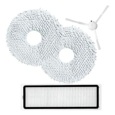 Imagem de Kit refil para Aspirador Robô Xiaomi X10 X20 S10 S20 Plus | 1 Filtro | 2 mop Panos de Microfibra | 1 Escova Lateral