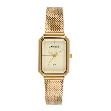 Imagem de Relogio Mondaine Feminino Ref: 32939lpmvde1 Retangular Mesh Dourado 1954