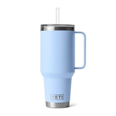 Imagem de Caneca de canudo YETI Rambler de 1,2 l, com isolamento a vácuo, aço inoxidável, azul-céu