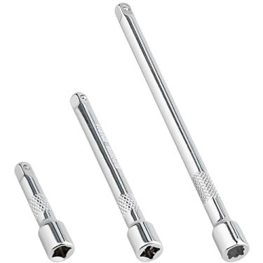 Imagem de Conjunto de barra de extensão de soquete de 1/10.2 cm – Inclui extensões de aço cromo vanádio de 5 cm, 10 cm, 15 cm com acabamento espelhado prateado para catraca, uso automotivo e de ferramentas