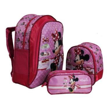 Imagem de Kit Mochila Minnie T3 Infantil Aulas Costas - outras