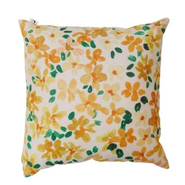 Imagem de Almofada Decorativa Florya Amarela 45×45 cm – Estampa Floral Vibrante, Enchimento Incluso e Zíper Invisível
