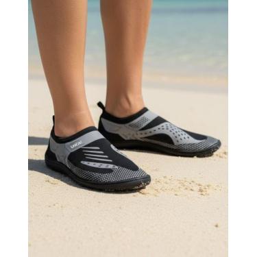 Imagem de Sapatilha Náutica Flexível Aquática Praia Pesca Trilha Beach, Cinza, 3