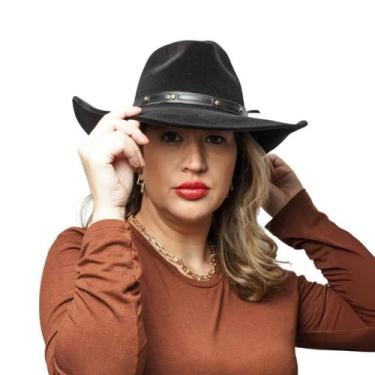 Imagem de Chapéu Country Camurça Flocado Preto Aba Média Unissex Linha Gustavo L