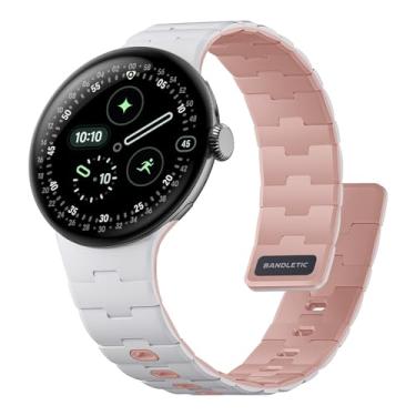 Imagem de Bandletic Pulseiras de silicone magnéticas compatíveis com Google Pixel Watch 4/3/2/1 de 41 mm para mulheres e homens, pulseira de substituição esportiva macia e robusta