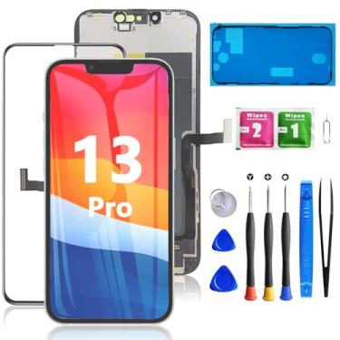 Imagem de Mobkitfp Tela de substituição para iPhone 13 Pro de 6,1 polegadas, tela LCD sensível ao toque 3D digitalizador frontal com vedação à prova d'água + vidro temperado + ferramentas de reparo