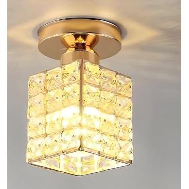 Imagem de Luminária De Teto De Cristal Moderna E Minimalista Lâmpadas Base De Lâmpada De Iluminação Doméstica Abajur,luminárias de teto para sala(1,Ouro-FK（110V-220V）)